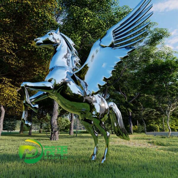 Pegasus Horse Stainless Steel Sculpture