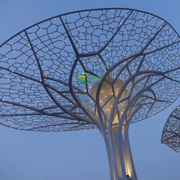 Tree Shape Hollow Leaf Stainless Steel Sculpture - Image 6