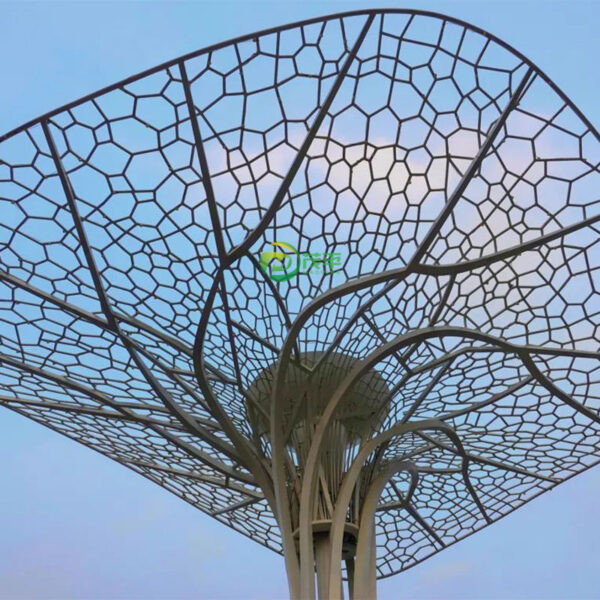 Tree Shape Hollow Leaf Stainless Steel Sculpture - Image 4