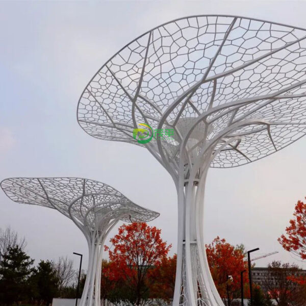Tree Shape Hollow Leaf Stainless Steel Sculpture - Image 2