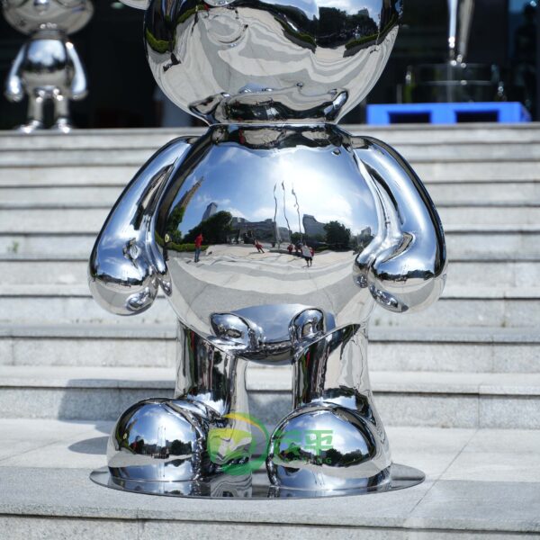 Cartoon Bear Stainless Steel Sculpture - Image 6