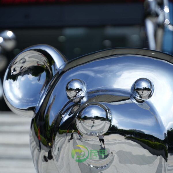 Cartoon Bear Stainless Steel Sculpture - Image 5