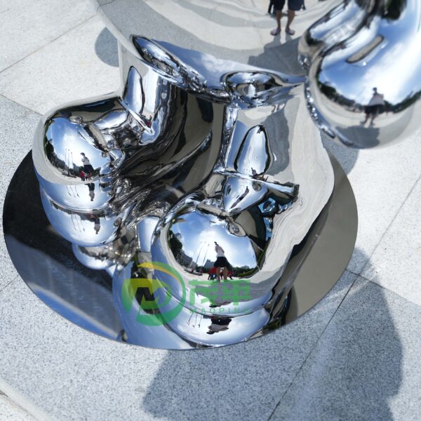 Cartoon Bear Stainless Steel Sculpture - Image 3