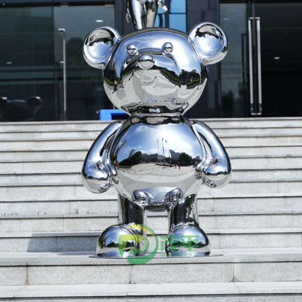 Cartoon Bear Stainless Steel Sculpture