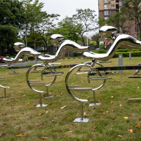 Abstract Cyclist Stainless Steel Sculpture