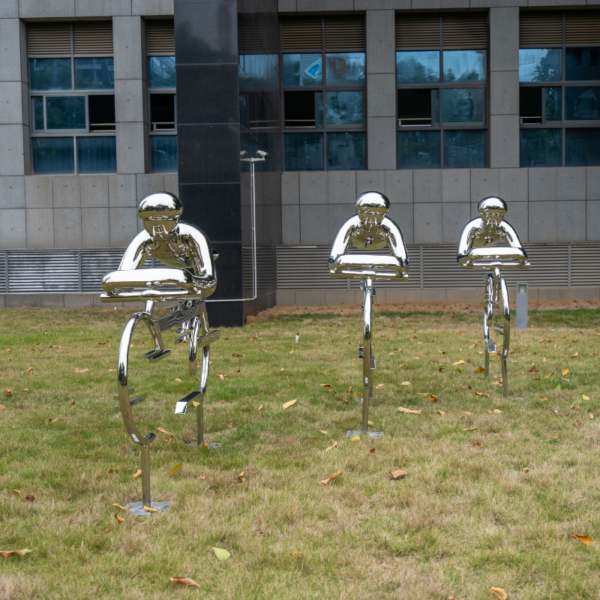 Abstract Cyclist Stainless Steel Sculpture - Image 2