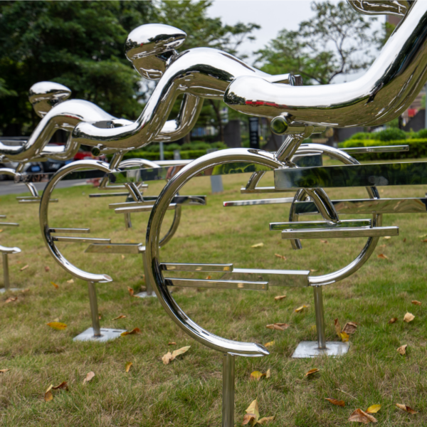 Abstract Cyclist Stainless Steel Sculpture - Image 3