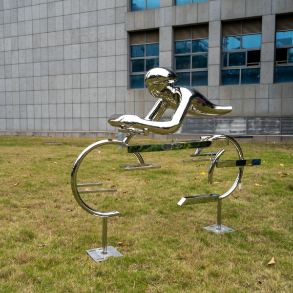 Abstract Cyclist Stainless Steel Sculpture - Image 5
