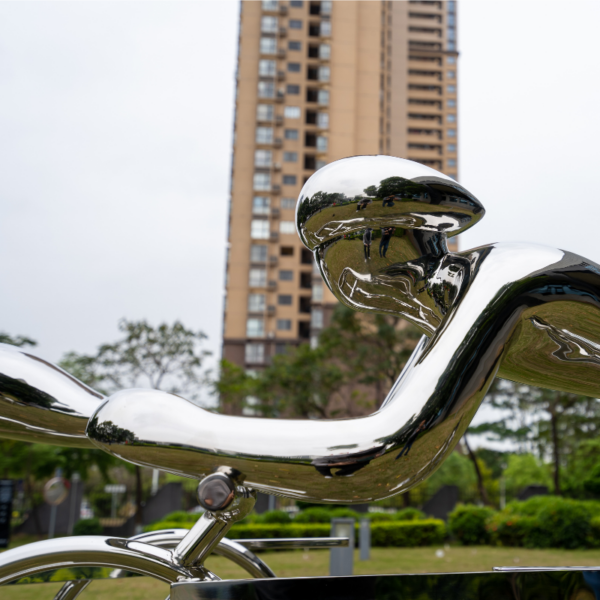 Abstract Cyclist Stainless Steel Sculpture - Image 6