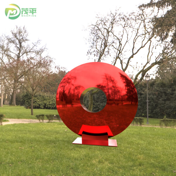 Abstract Disk Color Hollow Stainless Steel Sculpture - Image 5
