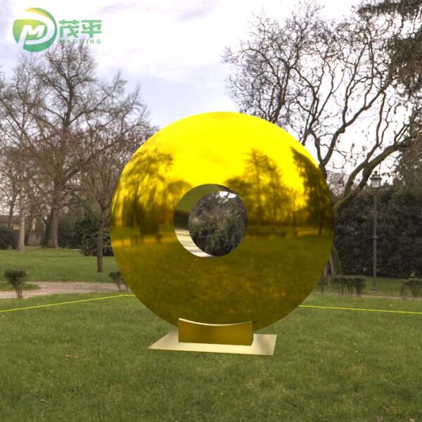 Abstract Disk Color Hollow Stainless Steel Sculpture