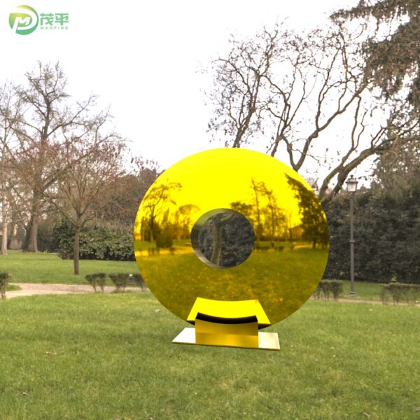 Abstract Disk Color Hollow Stainless Steel Sculpture - Image 6