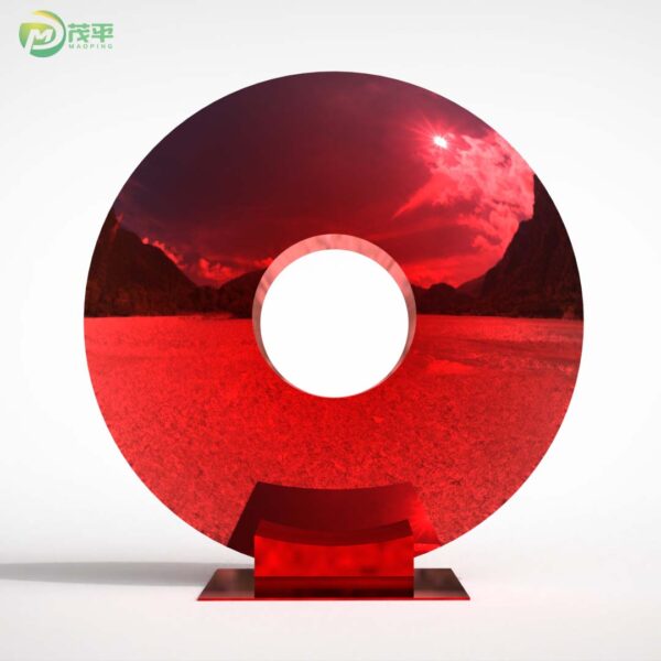 Abstract Disk Color Hollow Stainless Steel Sculpture - Image 3