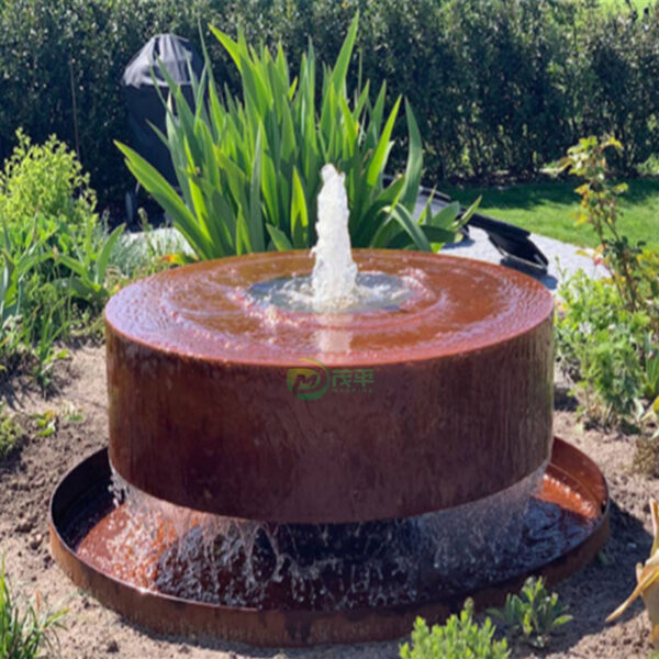 Abstract Fountain Weathering Corten Steel Sculpture - Image 5