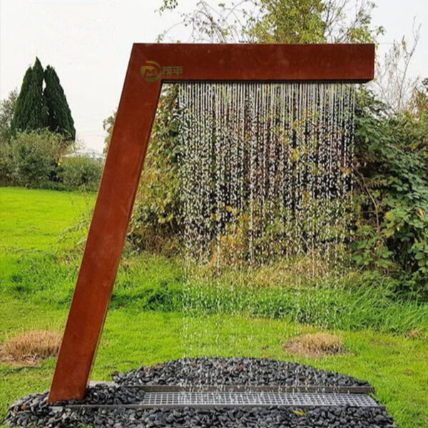 Abstract Fountain Weathering Corten Steel Sculpture