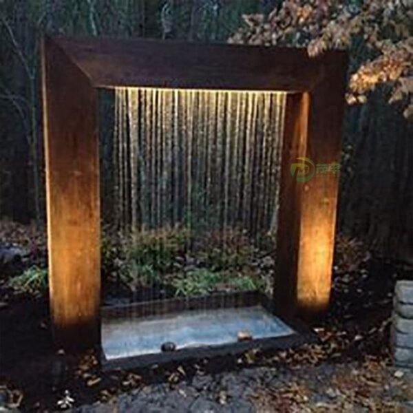 Abstract Fountain Weathering Corten Steel Sculpture - Image 6