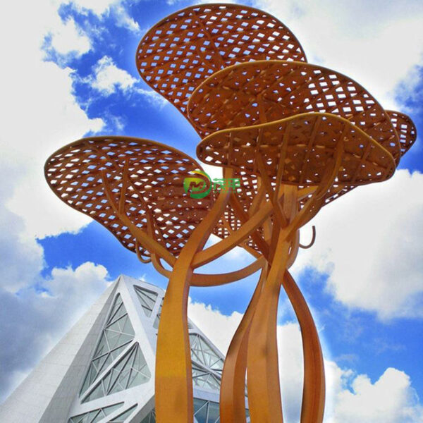 Abstract Metal Tree Corten Steel Sculpture - Image 2