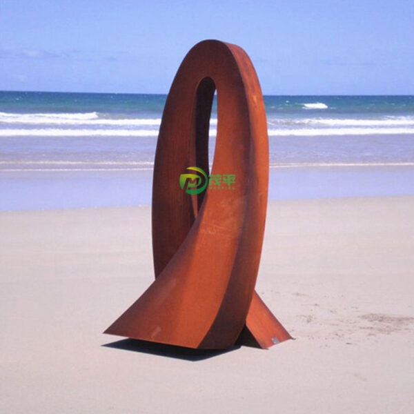 Abstract Ribbon Corten Steel Sculpture