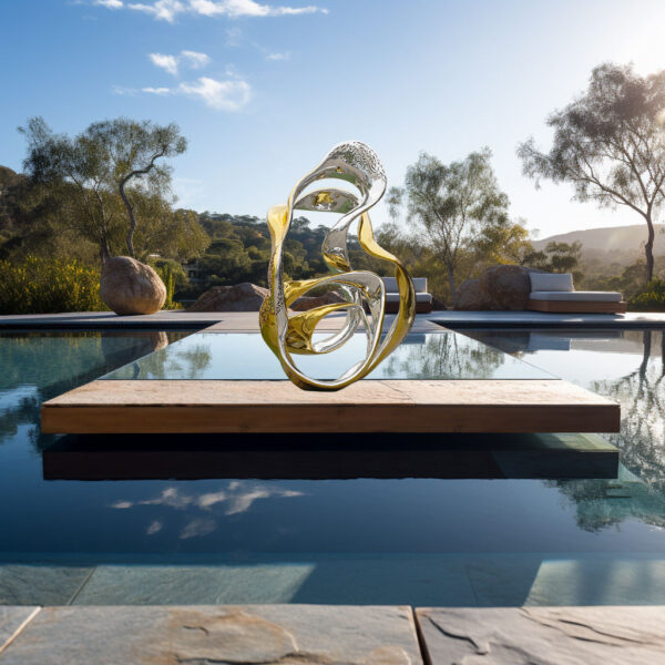 Abstract Metal Gold Stainless Steel Sculpture