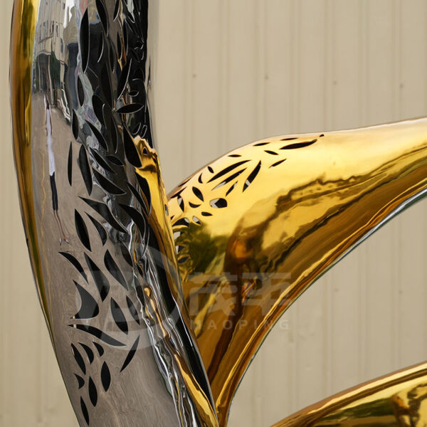 Abstract Metal Gold Stainless Steel Sculpture - Image 3