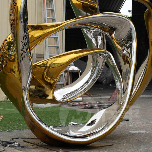 Abstract Metal Gold Stainless Steel Sculpture - Image 4