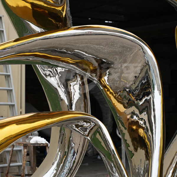 Abstract Metal Gold Stainless Steel Sculpture - Image 5
