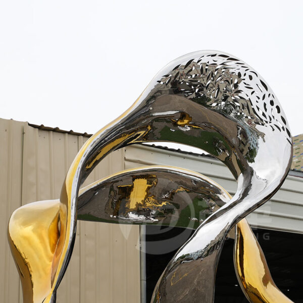 Abstract Metal Gold Stainless Steel Sculpture - Image 6