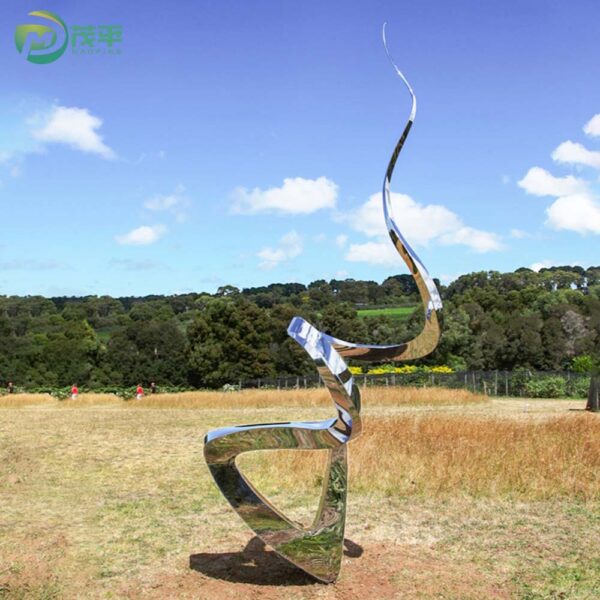 Abstract Ribbon Metal Stainless Steel Sculpture