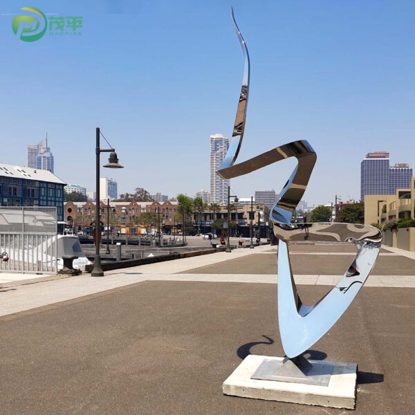 Abstract Ribbon Metal Stainless Steel Sculpture - Image 3