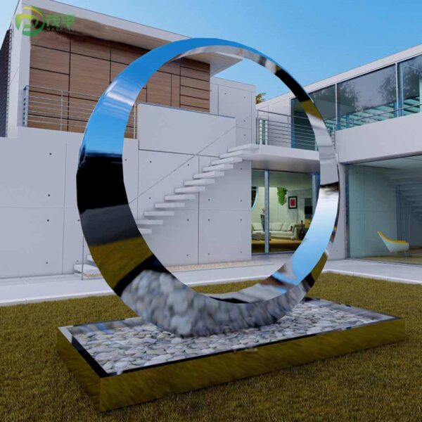 Abstract Ring Metal Stainless Steel Sculpture - Image 2