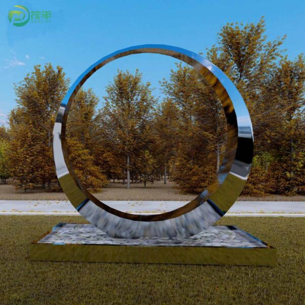 Abstract Ring Metal Stainless Steel Sculpture - Image 3