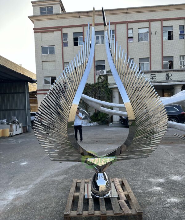 Metal Angel Wings Stainless Steel Sculpture - Image 2
