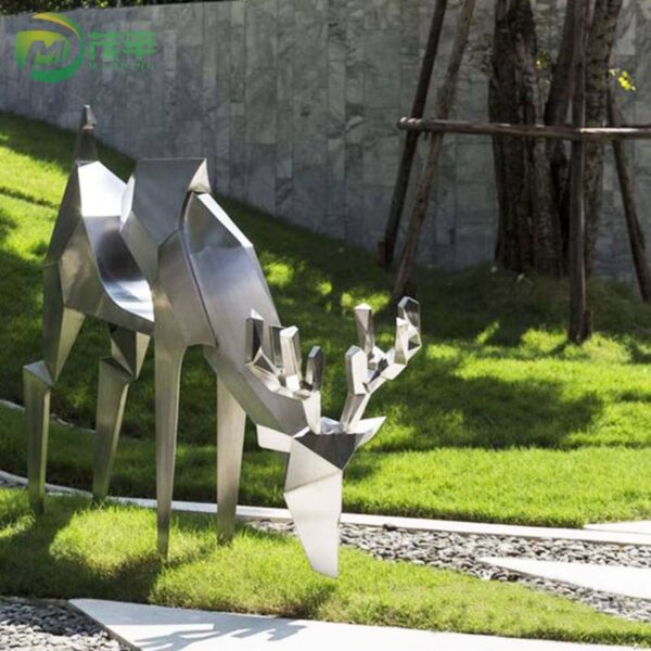 Geometric Animal Stainless Steel Sculpture - Image 3