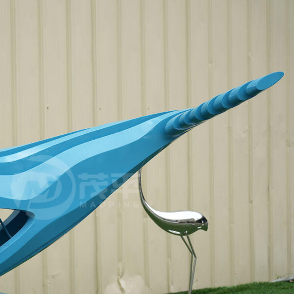 Blue Whale Metal Stainless Steel Sculpture - Image 6