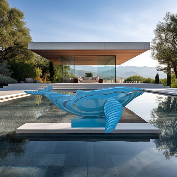 Blue Whale Metal Stainless Steel Sculpture