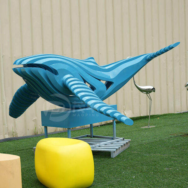 Blue Whale Metal Stainless Steel Sculpture - Image 2