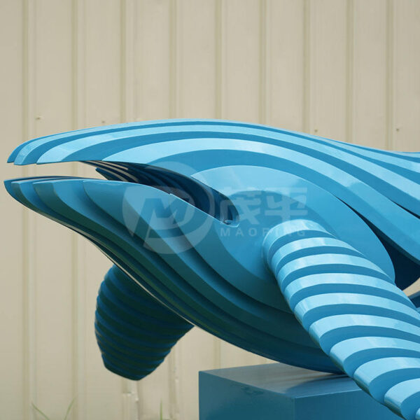 Blue Whale Metal Stainless Steel Sculpture - Image 3