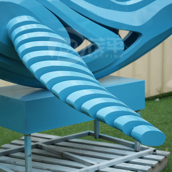 Blue Whale Metal Stainless Steel Sculpture - Image 4