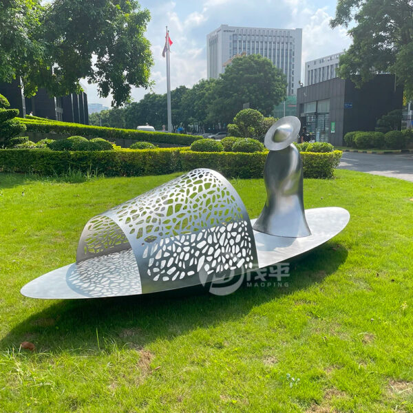 Boat Figure Stainless Steel Sculpture - Image 4