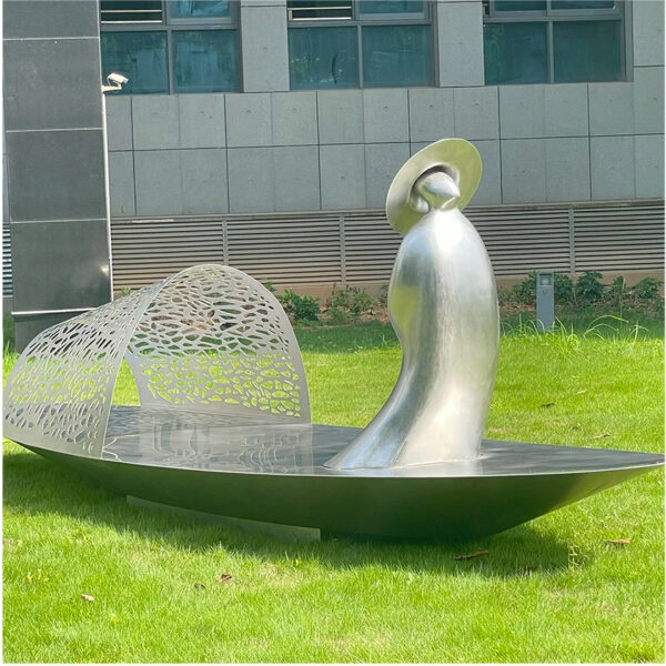 Boat Figure Stainless Steel Sculpture