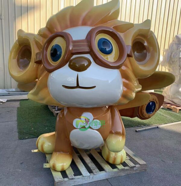 Painted Cartoon Lion Sculpture