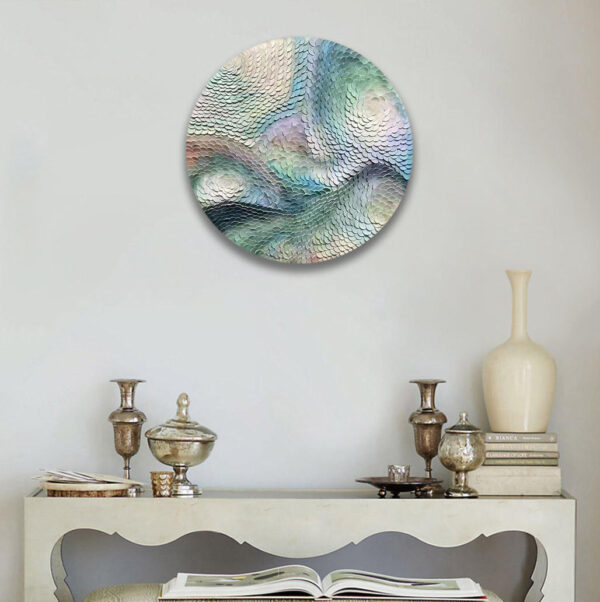 Colored Circles Decorate Wall Sculpture