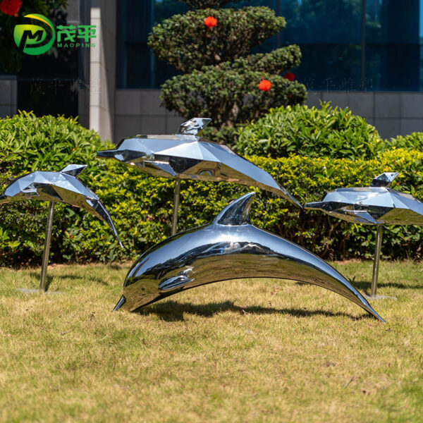 Dolphin Metal Stainless Steel Sculpture