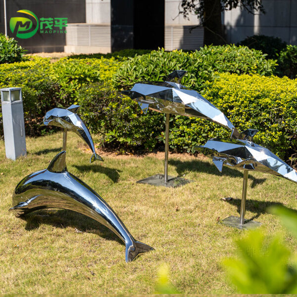 Dolphin Metal Stainless Steel Sculpture - Image 3