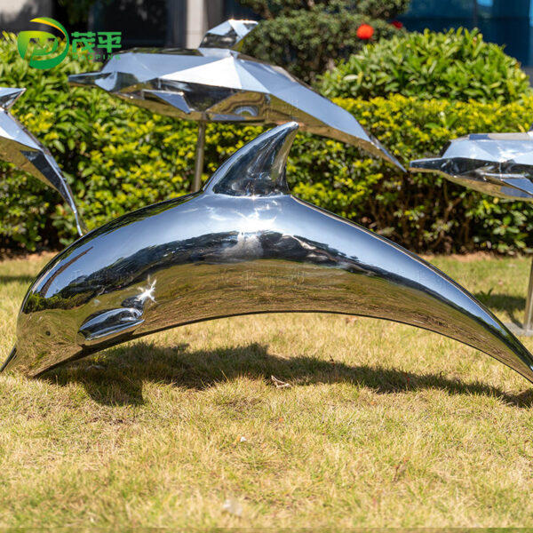 Dolphin Metal Stainless Steel Sculpture - Image 2