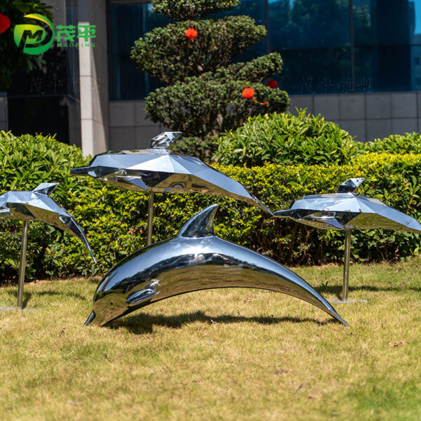 Dolphin Metal Stainless Steel Sculpture - Image 4