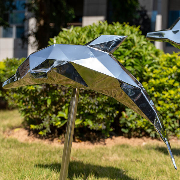 Dolphin Metal Stainless Steel Sculpture - Image 5