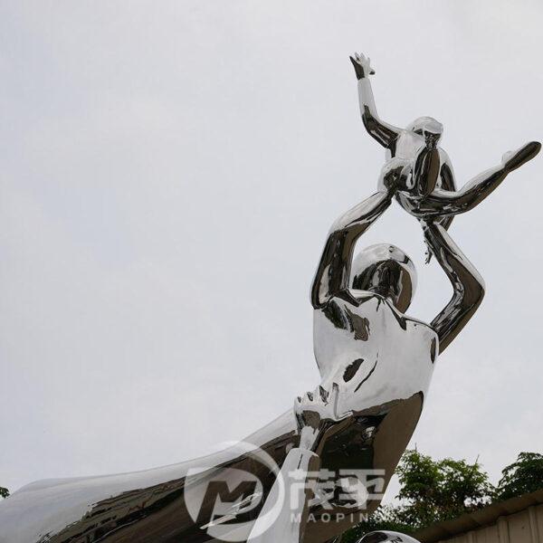 Family Metal Stainless Steel Sculpture - Image 2