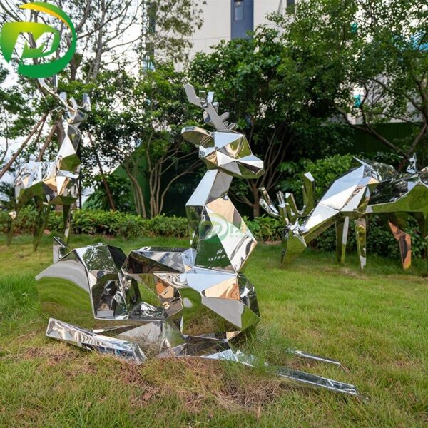 Geometric Deer Abstract Stainless Steel Sculpture - Image 3