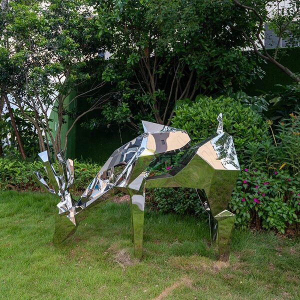 Geometric Deer Abstract Stainless Steel Sculpture - Image 2